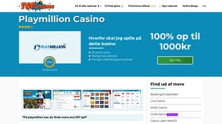 
                            6. Playmillion Casino giver dig i juli 2018 1000kr og 25 gratis spins