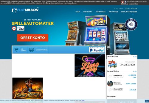 
                            2. PlayMillion.dk: Spil Online Casino med op til 2000kr velkomstbonus