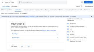 
                            4. PlayStation 3 - Ajuda do YouTube - Google Support