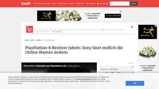 
                            5. PlayStation-4-Besitzer jubeln: Sony lässt Nutzer den Namen im ... - Chip