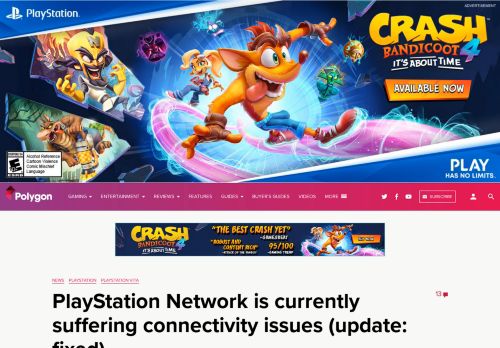 
                            8. PlayStation Network is currently suffering connectivity issues - Polygon