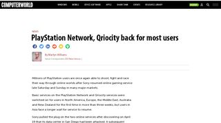 
                            9. PlayStation Network, Qriocity back for most users | Computerworld