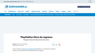 
                            12. PlayStation Store de regresso • Eurogamer.pt