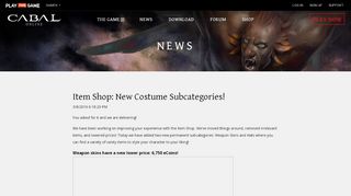 
                            2. Playthisgame - CABAL - Notice - Item Shop: New Costume ...