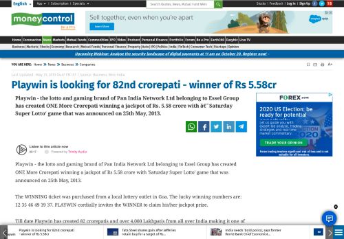 
                            10. Playwin is looking for 82nd crorepati - winner of Rs 5.58cr ...