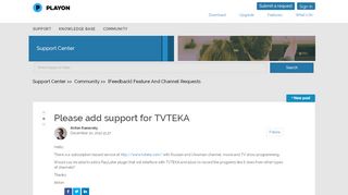 
                            9. Please add support for TVTEKA – Support Center