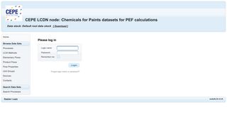 
                            8. Please log in - CEPE LCDN node: Chemicals for Paints datasets for ...