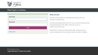 
                            4. Please log in to continue... - University of York