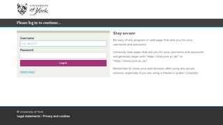 
                            1. Please log in to continue... - University of York