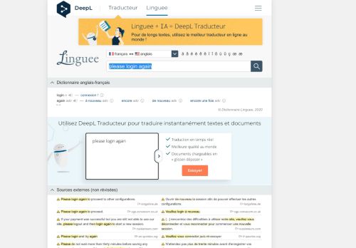 
                            9. please login again - Traduction française – Linguee