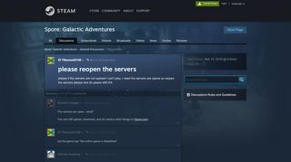 
                            13. please reopen the servers :: Spore: Galactic Adventures General ...