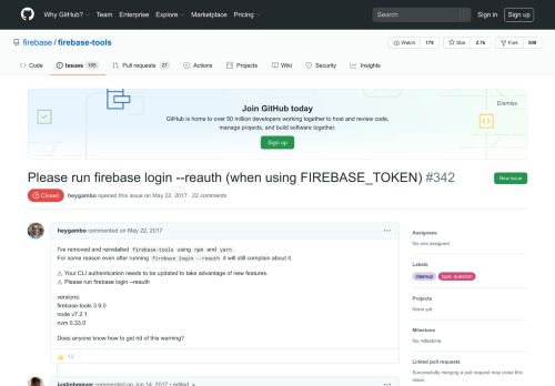 
                            7. Please run firebase login --reauth (when using FIREBASE_TOKEN ...
