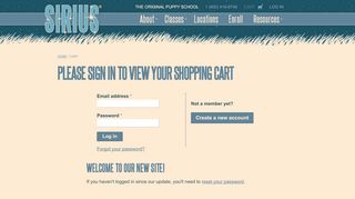 
                            5. Please sign in to view your Shopping Cart | Sirius Dog Training
