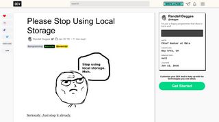 
                            1. Please Stop Using Local Storage - DEV Community            - Dev.to