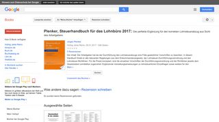 
                            11. Plenker, Steuerhandbuch für das Lohnbüro 2017: Die perfekte ...