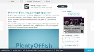 
                            6. Plenty of Fish down or sign in issues, Feb 2019 - Product Reviews Net