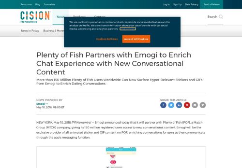 
                            7. Plenty of Fish Partners with Emogi to Enrich Chat Experience with ...