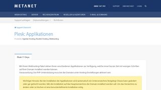 
                            7. Plesk: Applikationen | METANET - Web. Mail. Server.