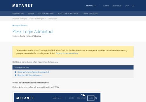 
                            3. Plesk: Login Admintool | METANET - Web. Mail. Server.
