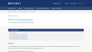 
                            10. Plesk: Protokolldateien | METANET - Web. Mail. Server.