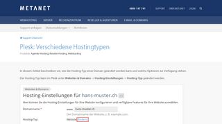 
                            9. Plesk: Verschiedene Hostingtypen | METANET - Web. Mail. Server.