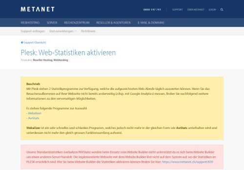 
                            10. Plesk: Web-Statistiken aktivieren | METANET - Web. Mail. Server.