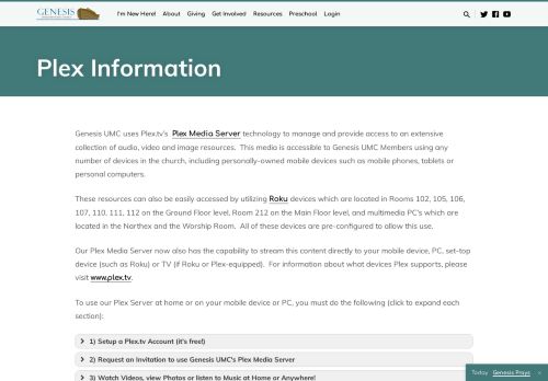 
                            9. Plex Information - Genesis UMC
