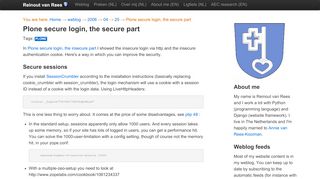 
                            9. Plone secure login, the secure part - Reinout van Rees