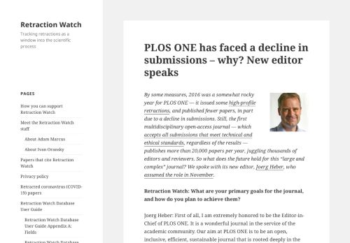 
                            10. PLOS ONE has faced a decline in submissions – why? New editor ...