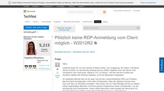 
                            2. Plötzlich keine RDP-Anmeldung vom Client möglich - W2012R2 - Microsoft