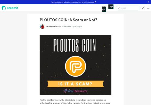 
                            12. PLOUTOS COIN: A Scam or Not? — Steemit