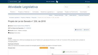 
                            7. PLS 230/2018 - Senado Federal