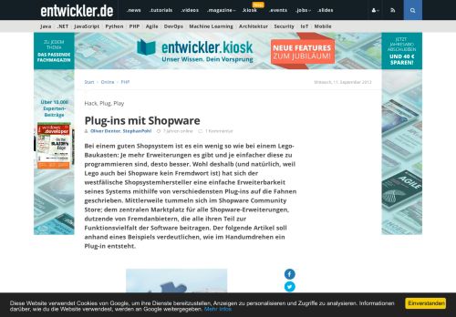 
                            4. Plug-ins mit Shopware - entwickler.de