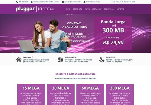 
                            13. Pluggar Telecom - Internet banda larga via Fibra Óptica