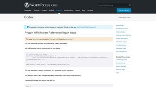 
                            10. Plugin API/Action Reference/login head « WordPress Codex