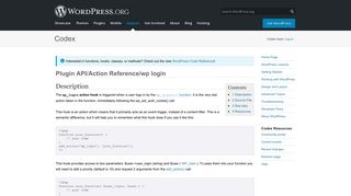 
                            11. Plugin API/Action Reference/wp login « WordPress Codex