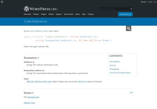 
                            6. Plugin API/Filter Reference/login redirect « WordPress Codex