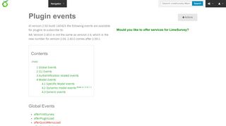 
                            1. Plugin events - LimeSurvey Manual