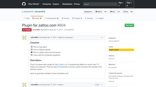 
                            6. Plugin for zattoo.com · Issue #804 · streamlink/streamlink · GitHub