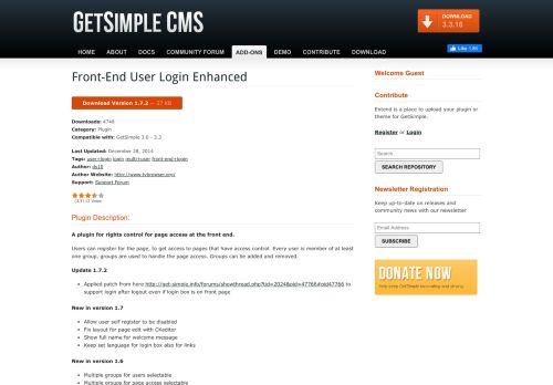 
                            8. Plugin - Front-End User Login Enhanced | GetSimple Extend