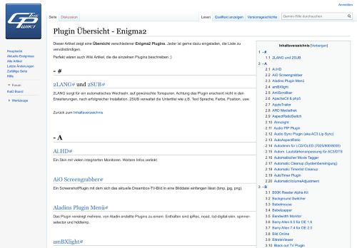 
                            13. Plugin Übersicht - Enigma2 – Gemini-Wiki