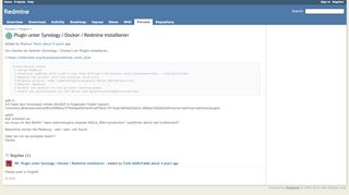 
                            8. Plugin unter Synology / Docker / Redmine installieren - Redmine