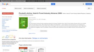 
                            5. Plunkett's Airline, Hotel & Travel Industry Almanac 2009: Airline, ...