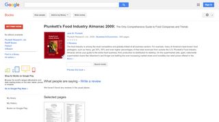 
                            6. Plunkett's Food Industry Almanac 2009: The Only Comprehensive Guide ...