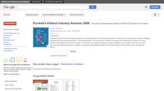 
                            11. Plunkett's Infotech Industry Almanac 2008: The Only Comprehensive ... - Google Books-Ergebnisseite