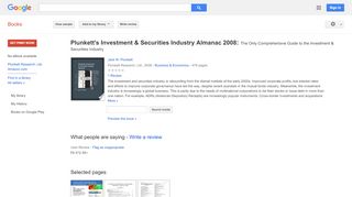 
                            10. Plunkett's Investment & Securities Industry Almanac 2008: The Only ...