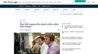 
                            12. Plus 500 targeted by short-sellers after rule change - The Telegraph