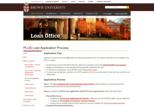 
                            9. PLUS Loan Application Process | Loan Office - Brown University