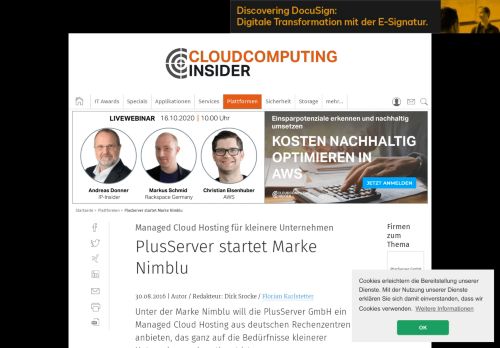 
                            4. PlusServer startet Marke Nimblu - CloudComputing-Insider