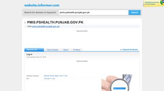 
                            10. pmis.pshealth.punjab.gov.pk at Website Informer. Log in. ...